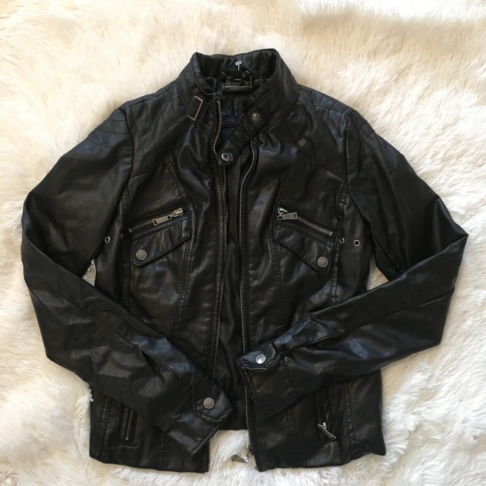 J2/JouJou Faux Leather Vegan Black Jacket - XS EUC